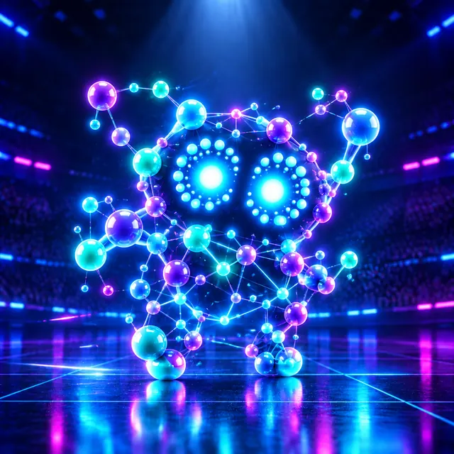 Dots team mascot: a creature made of glowing dots